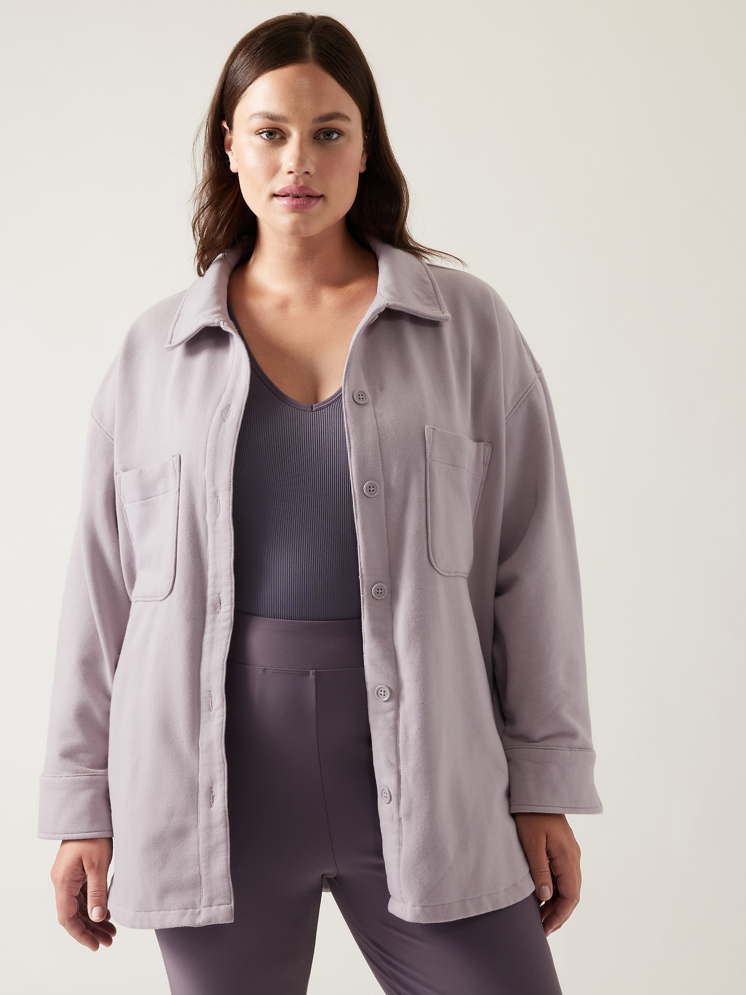 Athleta Retroplush Shirt Jacket purple. 1