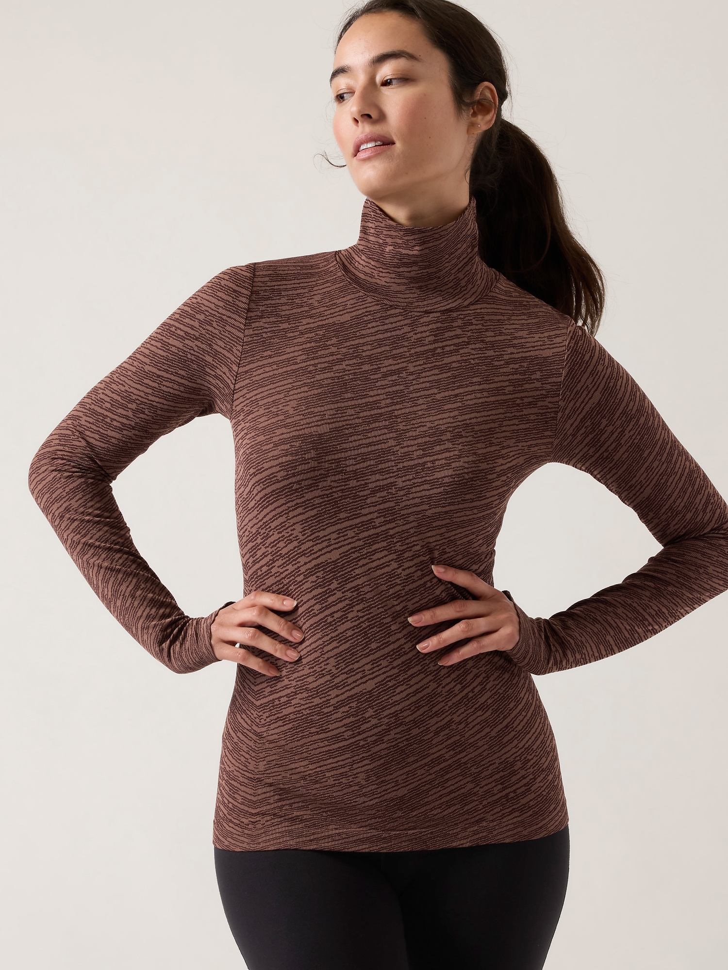 Athleta Flurry Seamless Turtleneck beige. 1