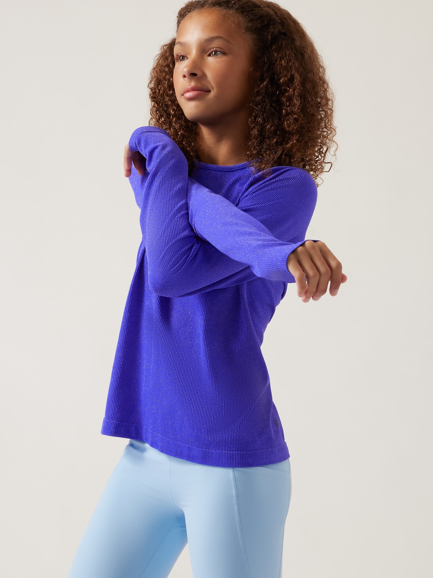 Athleta Girl Power Up Seamless Top blue. 1