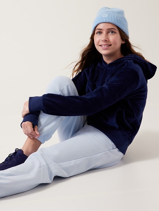 2 of 8 showing, with the color Sea Fog Blue of product Athleta Girl Retroplush Jogger