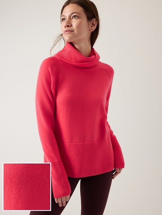 1 of 8 showing, with the color Amaryllis Pink of product Alpine Turtleneck Sweater