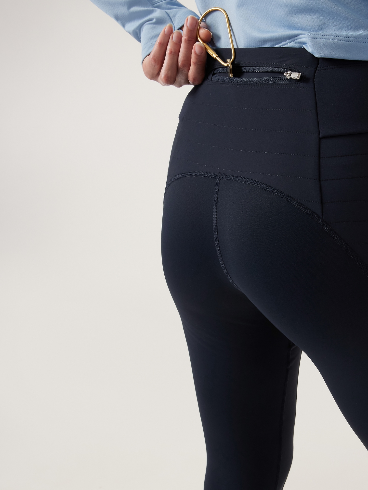Athleta Peak Hybrid Fleece Tight Womens Medium Black Leggings Nylon Slim  Fit