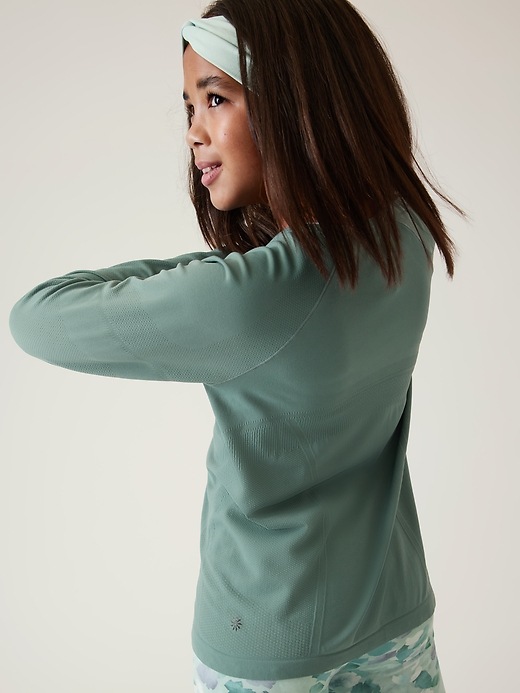 2 of 8 showing, with the color Deep Ocean Teal of product Athleta Girl Power Up Seamless Regular Length Top