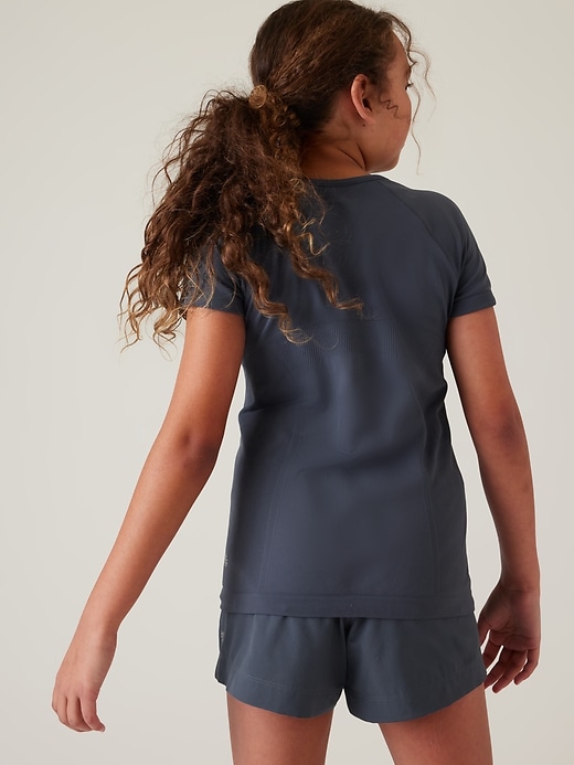 T-shirt Athleta Power Up Sans Couture Fille Taille L (12) - Bleu - Sport Nylon/spandex
