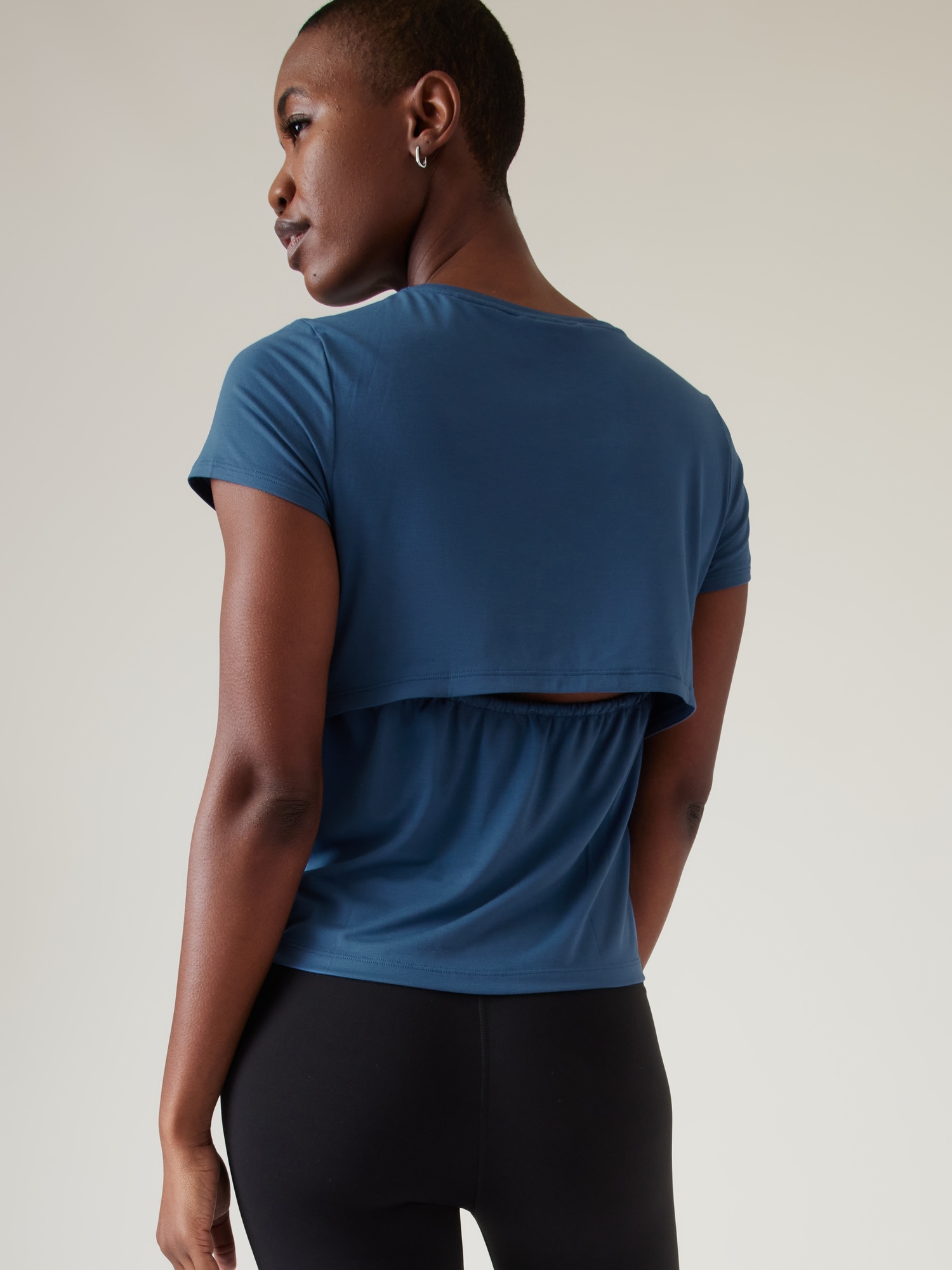 Athleta Air Out Cinch Tee blue. 1