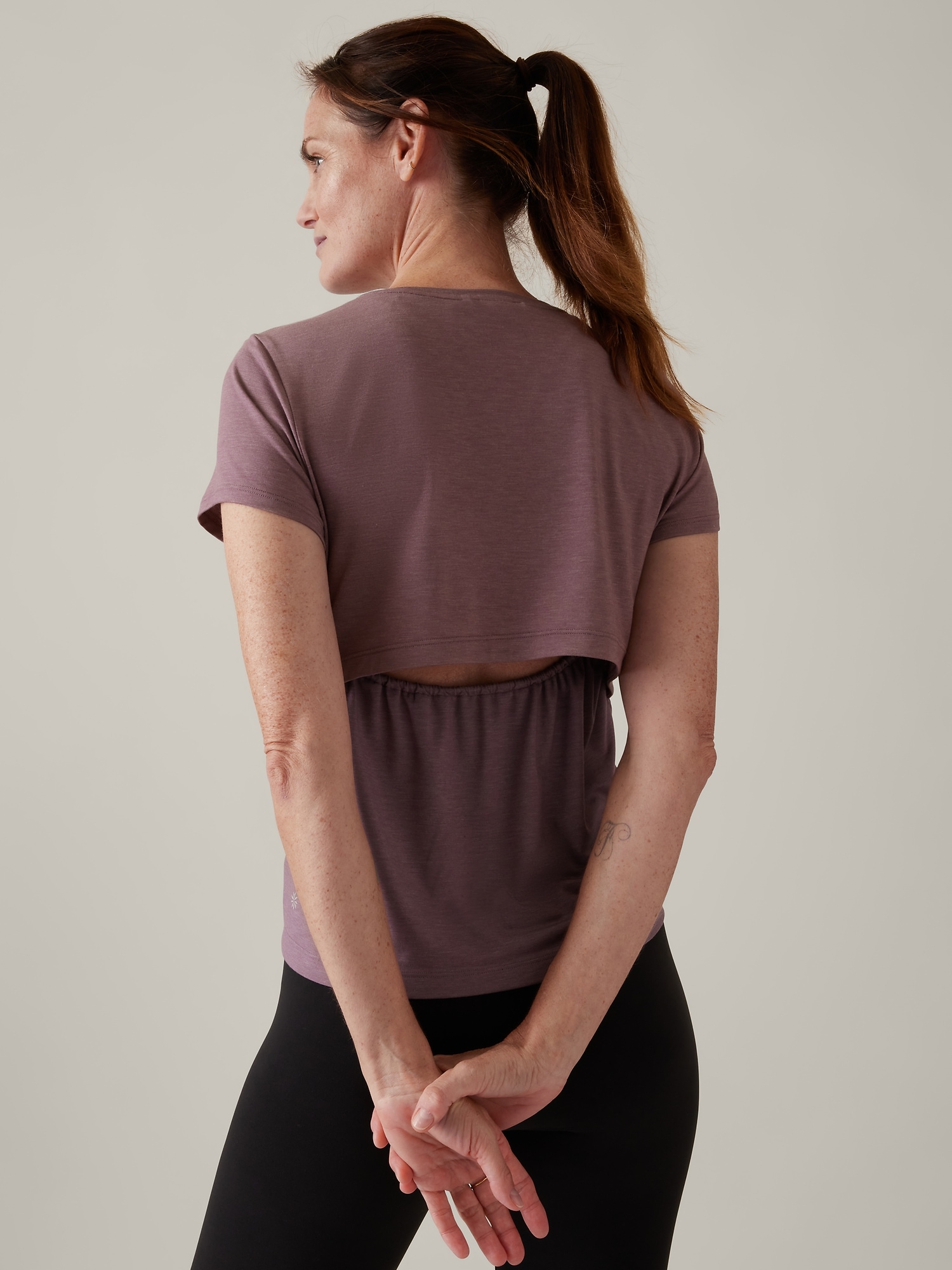 Athleta Air Out Cinch Tee pink. 1