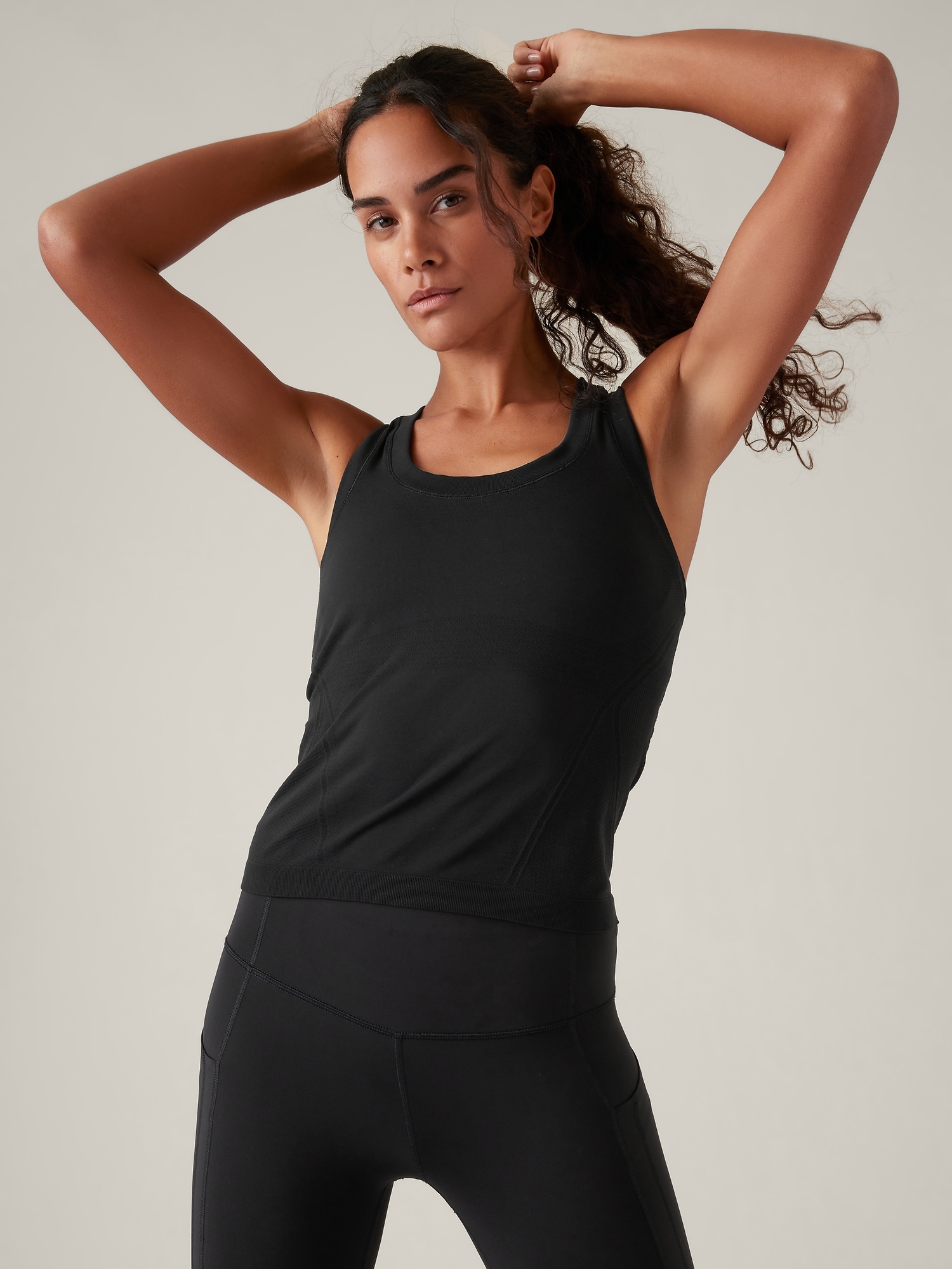 Athleta Momentum Seamless Sport Length Tank black. 1