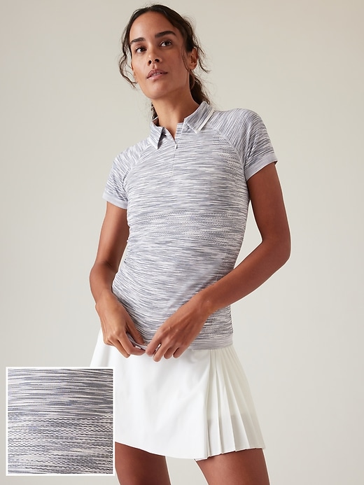 1 of 8 showing, with the color White Spacedye of product Momentum Seamless Polo Tee Space Dye