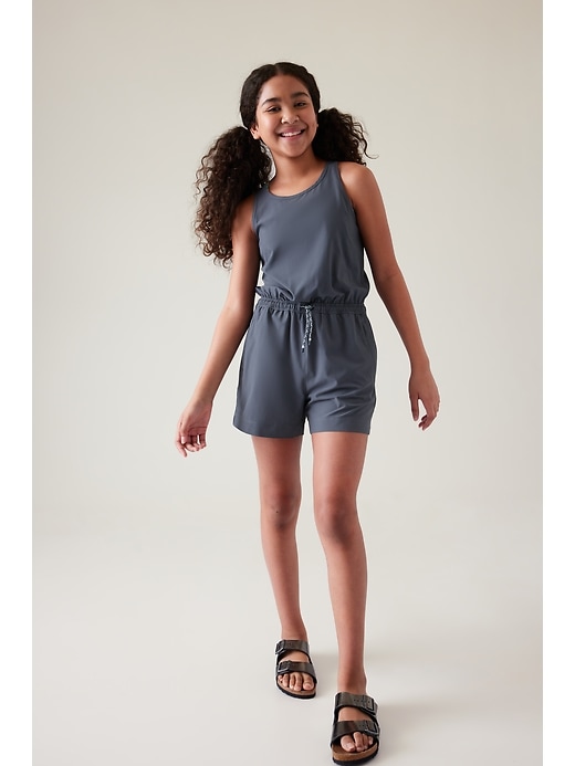 1 of 8 showing, with the color Granite Blue of product Athleta Girl Play More Romper