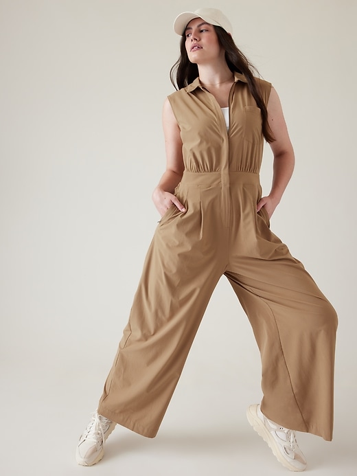 1 of 8 showing, with the color Big Sur Brown of product Brooklyn Heights Wide Leg Jumpsuit