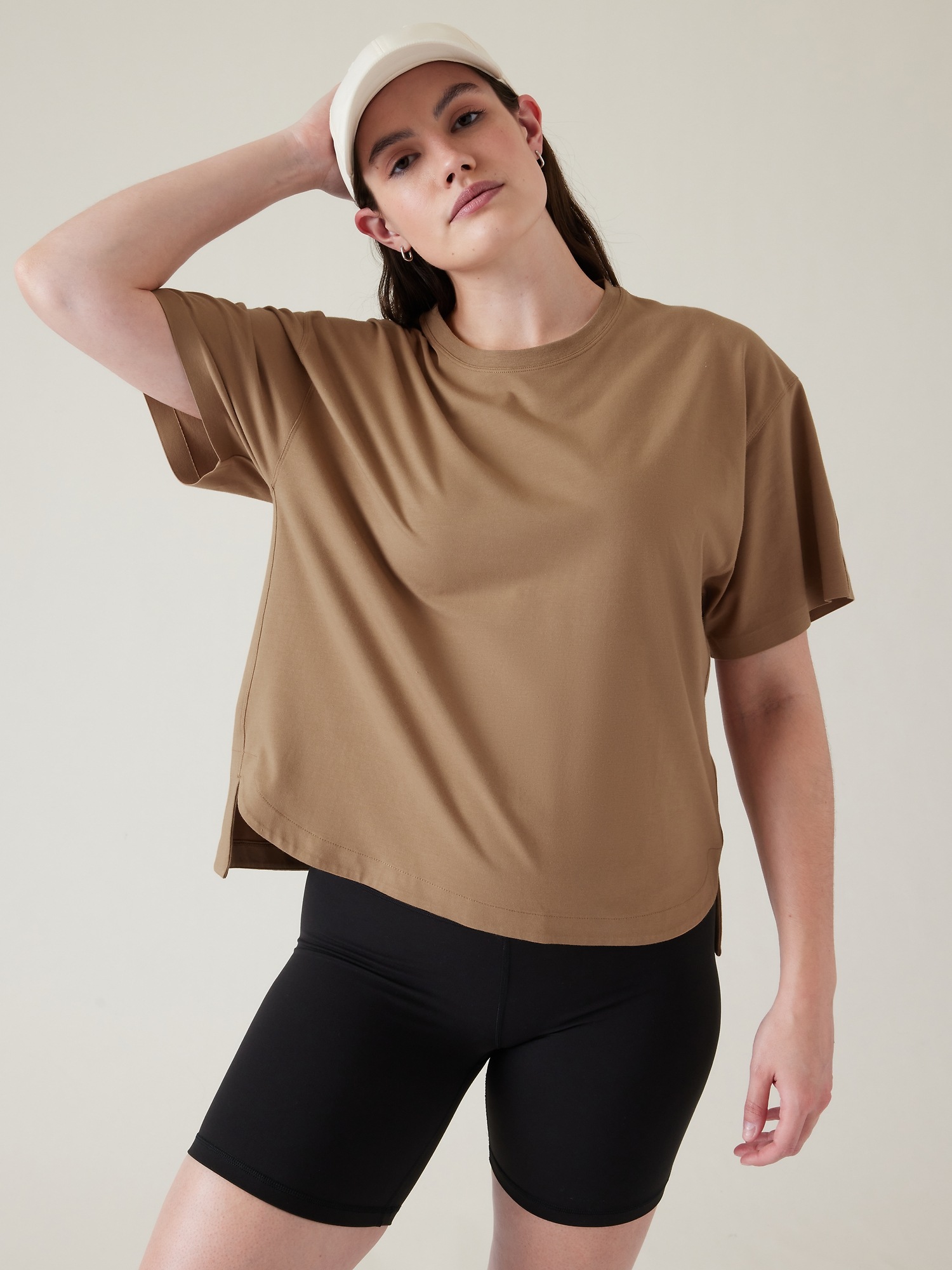 Athleta Effortless Tee brown. 1