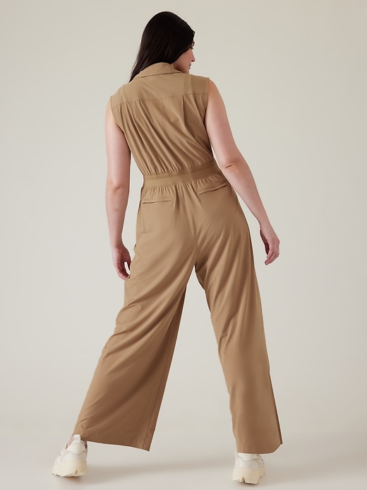 2 of 8 showing, with the color Big Sur Brown of product Brooklyn Heights Wide Leg Jumpsuit