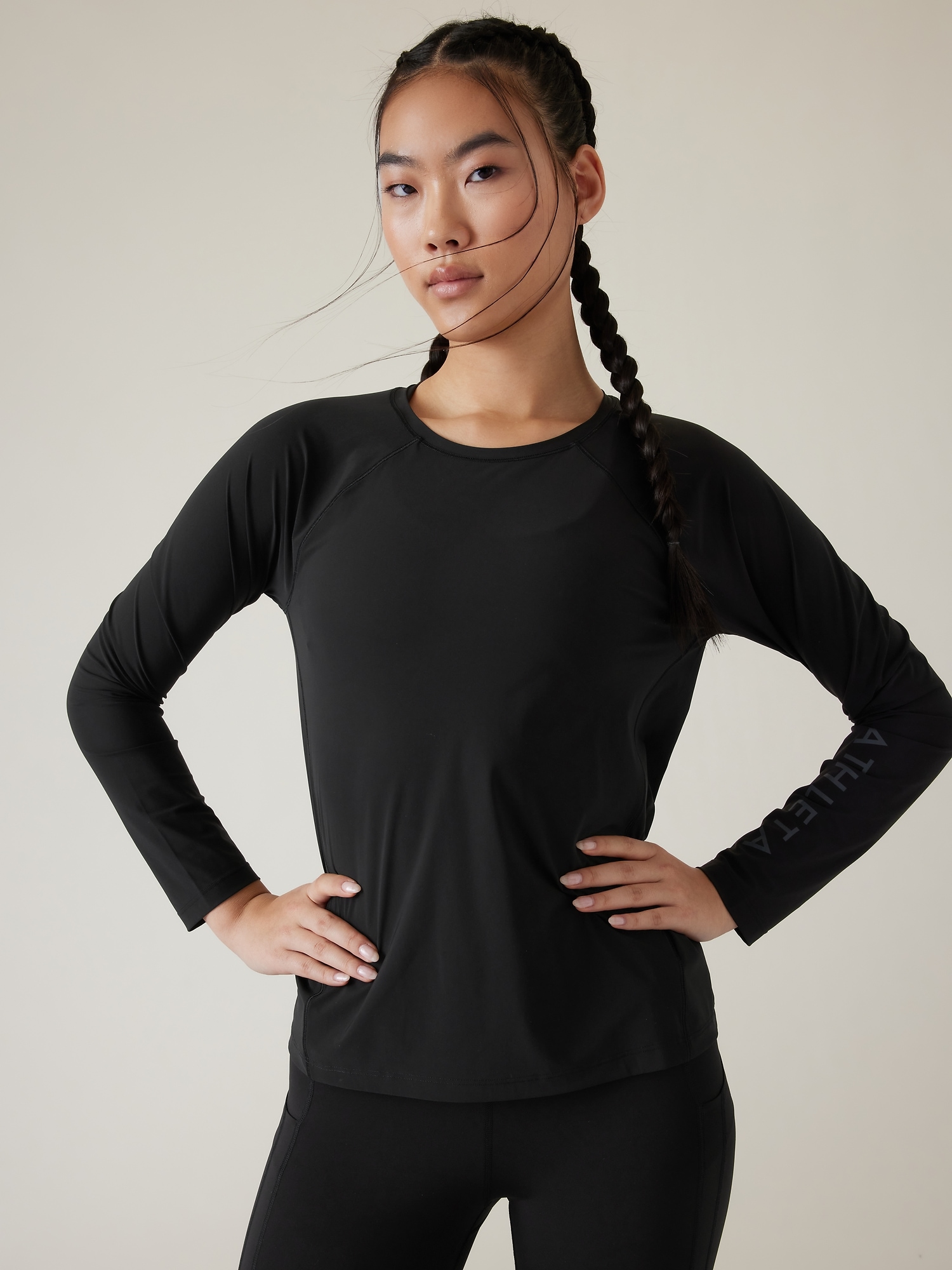 Athleta Ultimate Train Logo Top black. 1