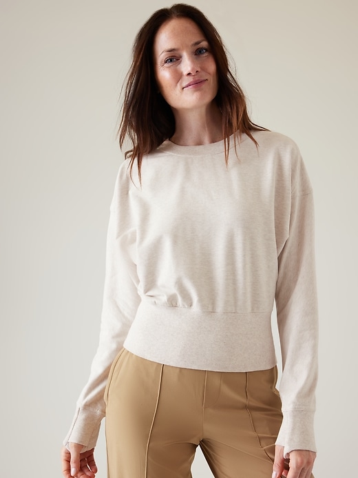 1 of 8 showing, with the color Toasted Brown Heather of product Retroterry Crewneck Sweatshirt