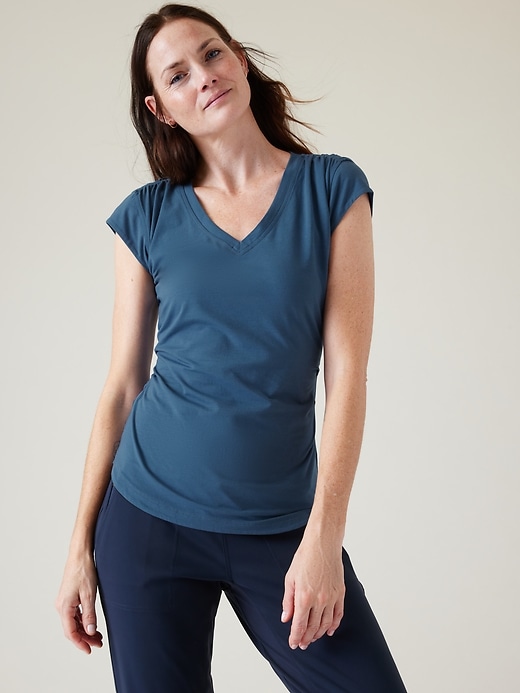 1 of 8 showing, with the color Jay Blue of product Outbound V Neck Tee