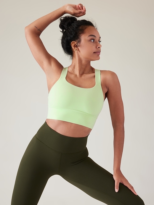 2 of 8 showing, with the color Mint Tint of product Warrior Twist Longline Sports Bra D-DD