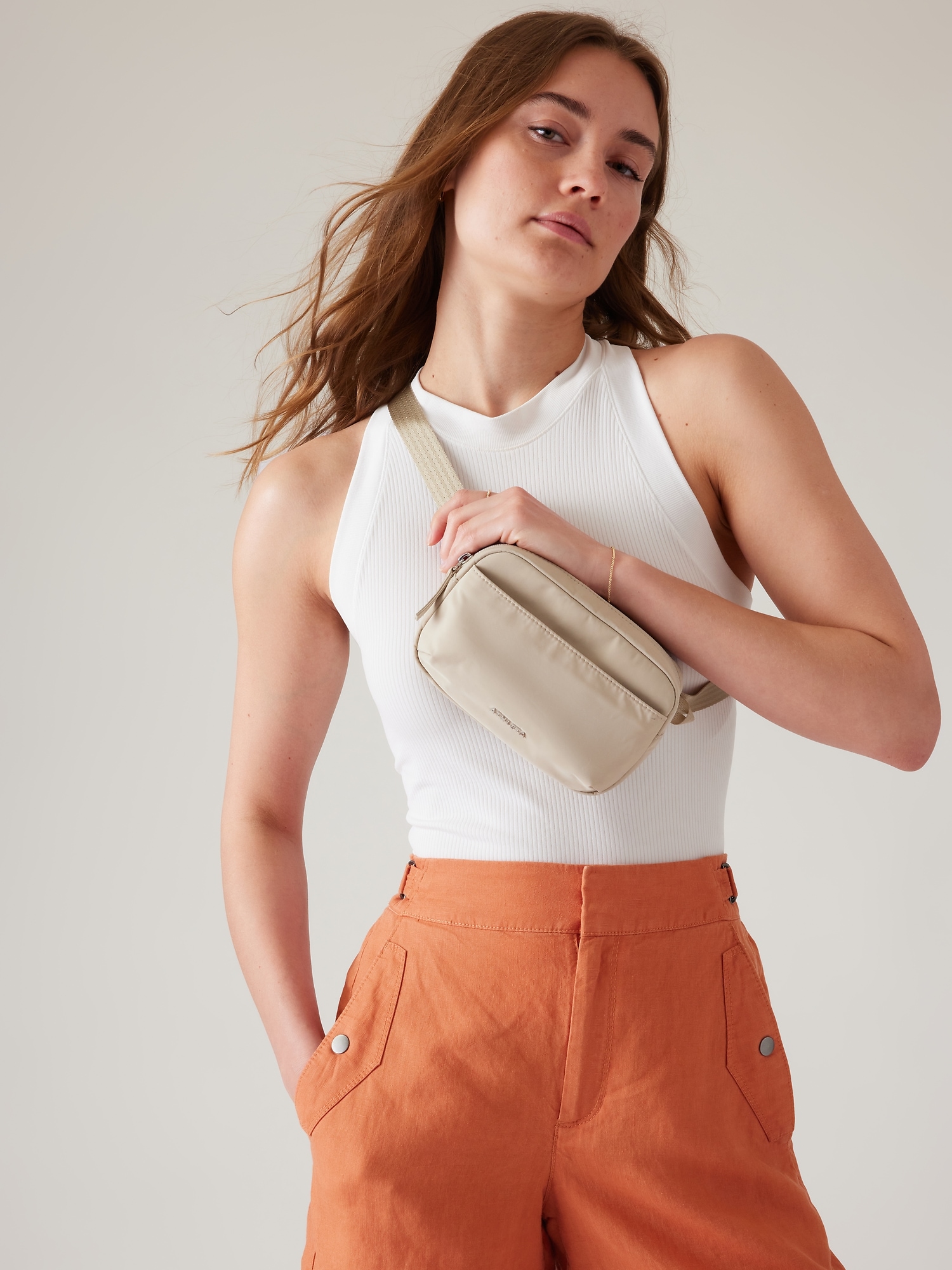 Athleta All About Crossbody Belt Bag beige. 1