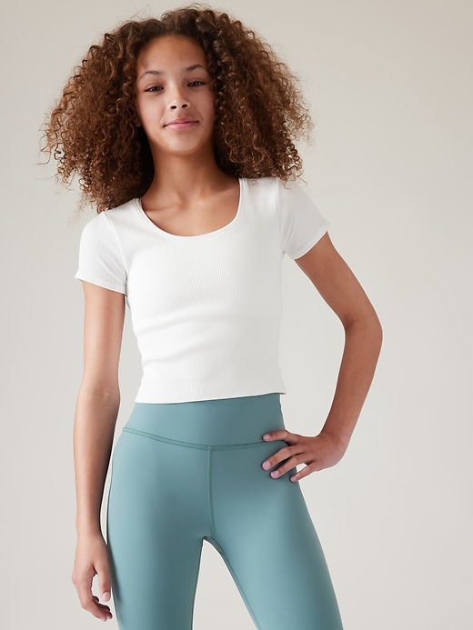 Image number 1 showing, Athleta Girl Rise Above Rib Crop Tee