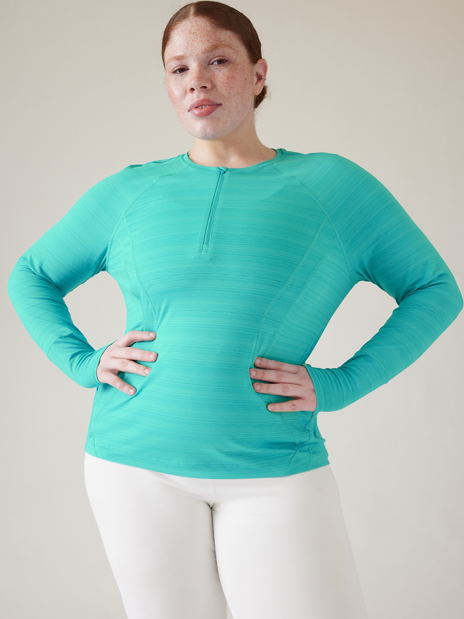 Athleta Pacifica Illume UPF Fitted Top green. 1