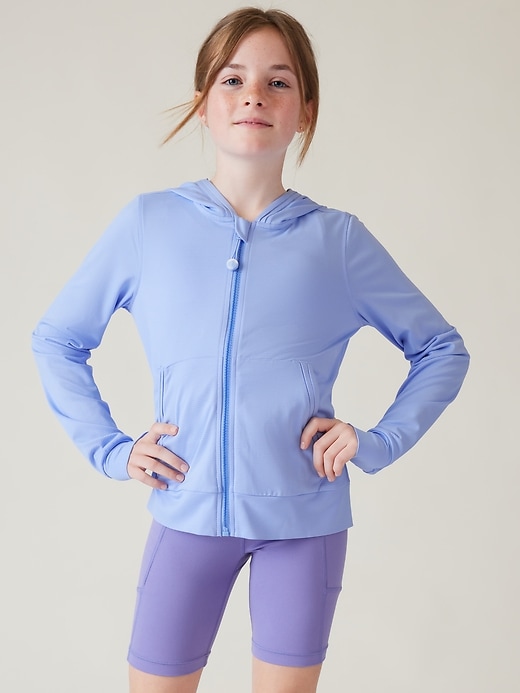 1 of 8 showing, with the color Swallowtail Blue of product Athleta Girl Sunny Days UPF Jacket