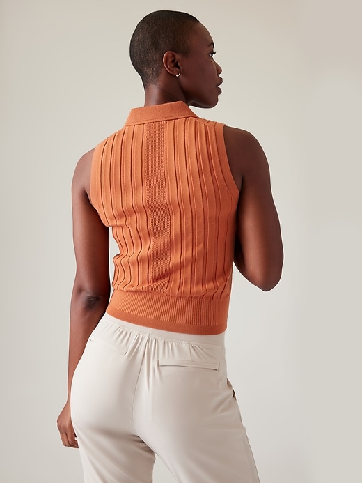 2 of 8 showing, with the color Sunbaked Clay of product Fairway Polo Sweater Tank