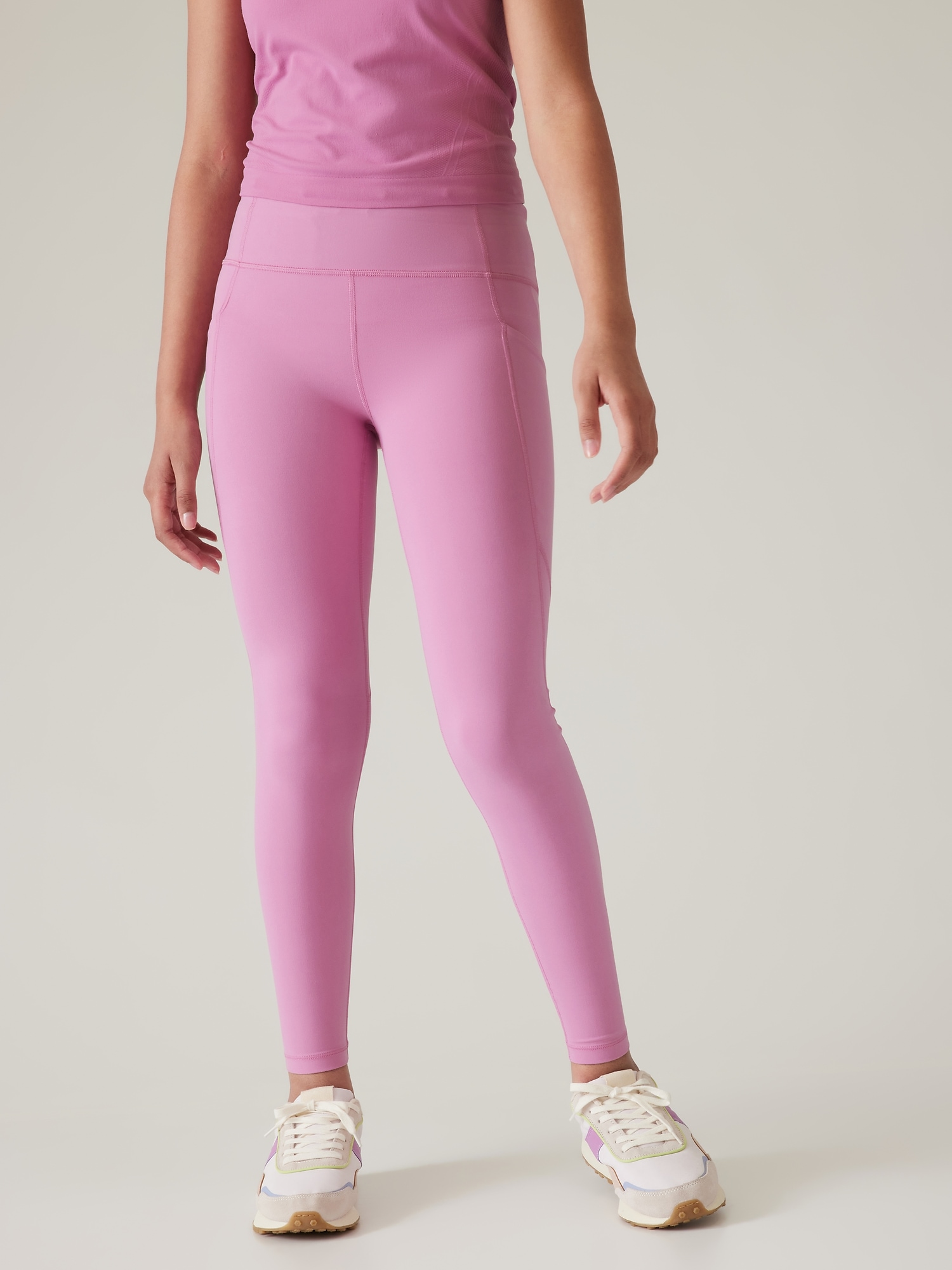 Athleta Solid Pink Leggings Size XL - 65% off