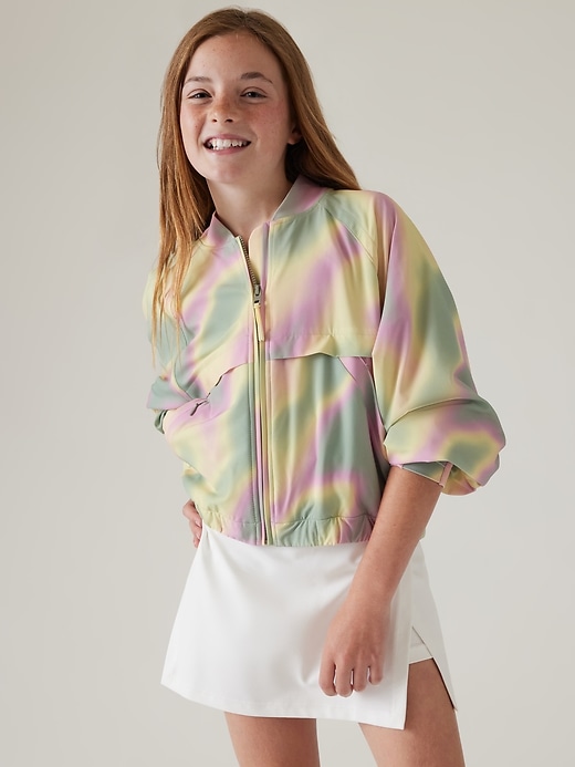 1 of 8 showing, with the color Lily Pond Yellow of product Athleta Girl Good Days Bomber