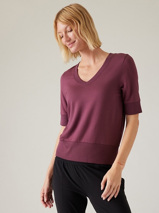 1 of 8 showing, with the color Aubergine of product Step Forward Sweatshirt Tee