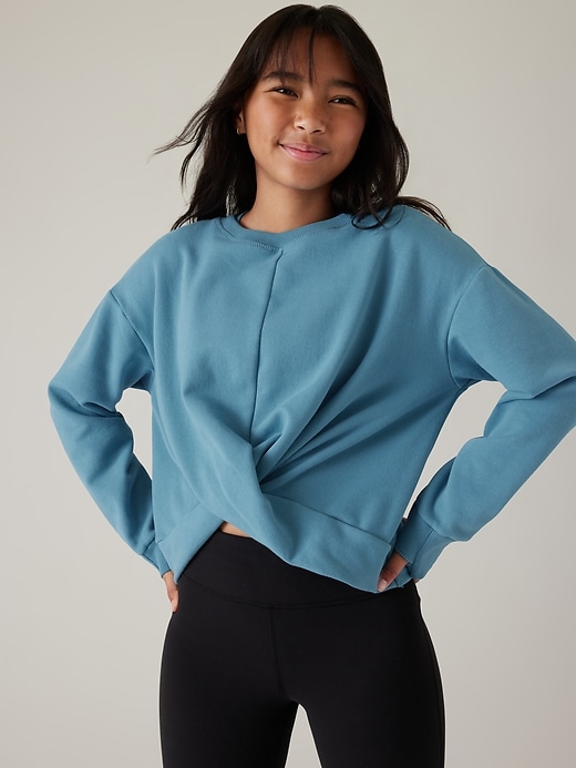 Image number 1 showing, Athleta Girl Retroplush Twist Sweatshirt