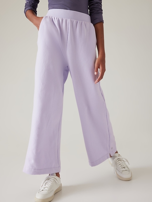 1 of 8 showing, with the color Oxalis Violet of product Athleta Girl Retroplush Wide Leg Pant