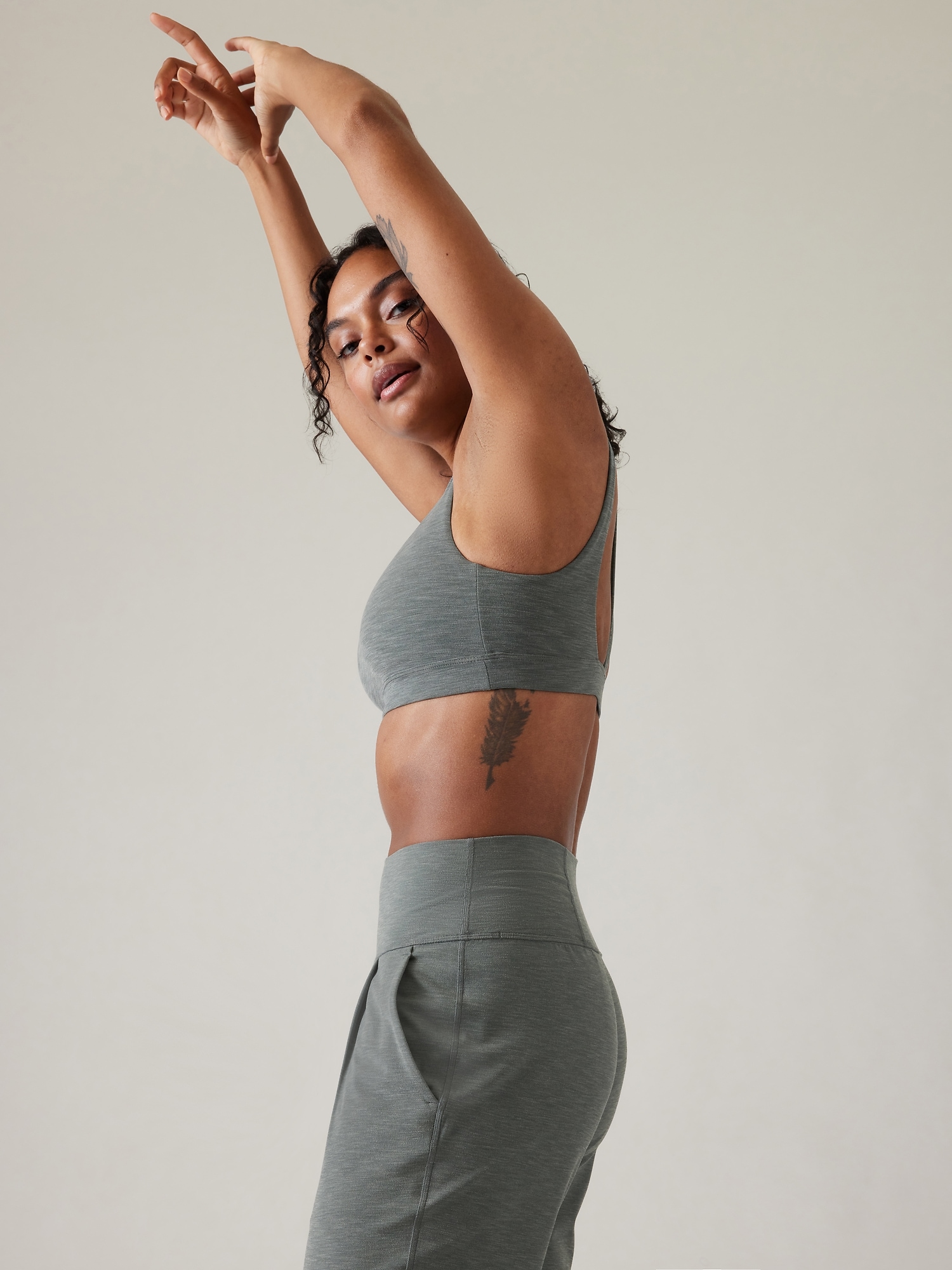 ATHLETA S Exhale Bra A-C Metropolis Grey SMALL Soft Sports Bra Yoga Workout  Top