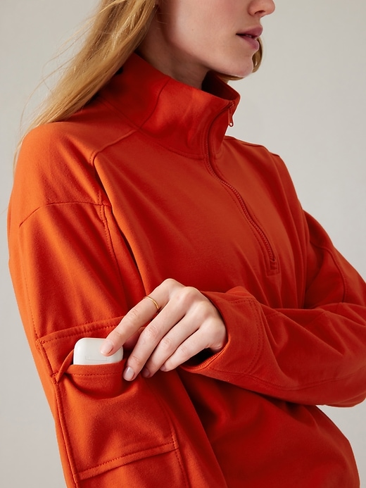 2 of 8 showing, with the color Larkspur Red of product Retroterry 1/4 Zip Sweatshirt