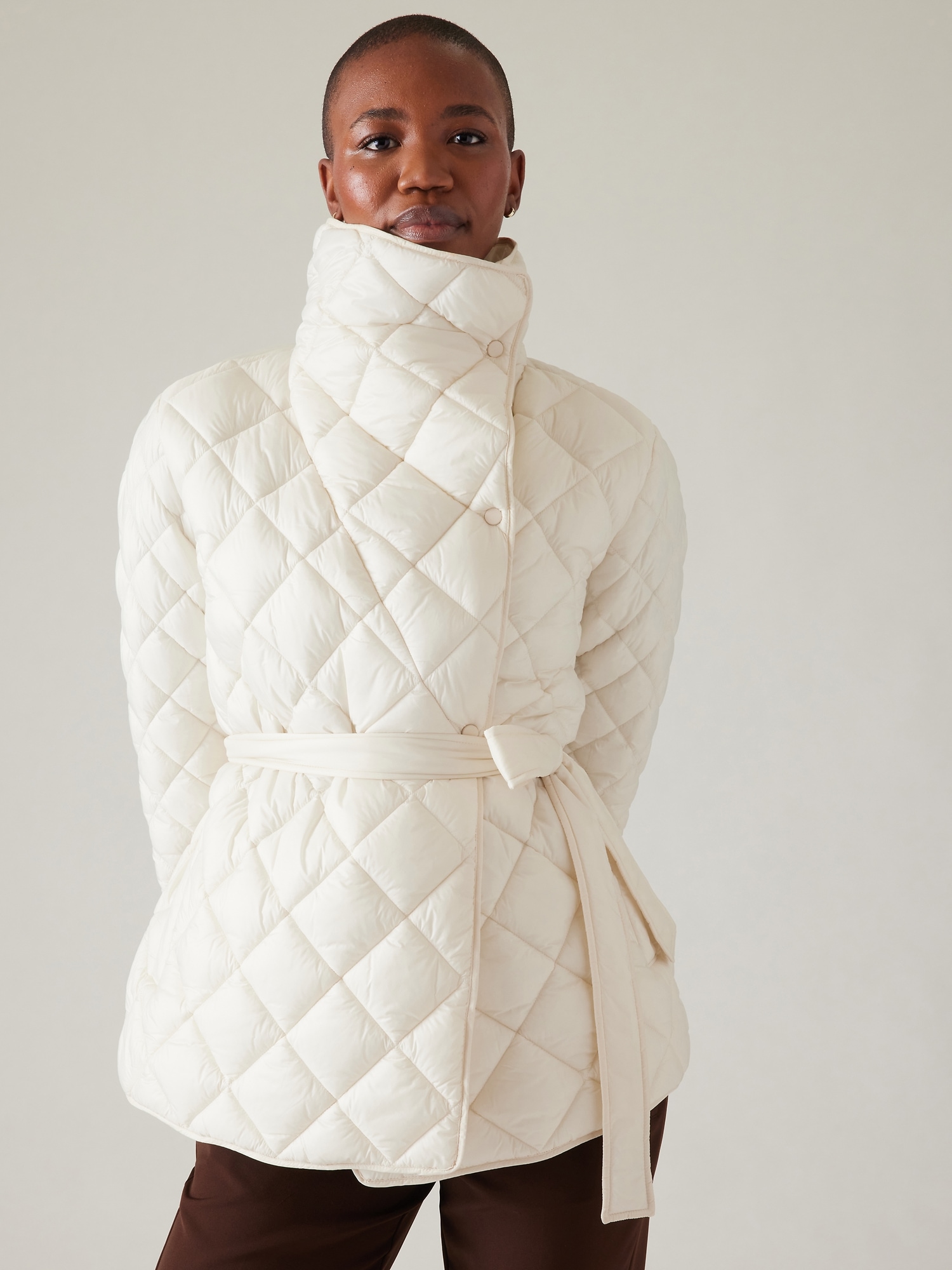 Graphic Quilted Nylon Hooded Wrap Coat - Women - Ready-to-Wear