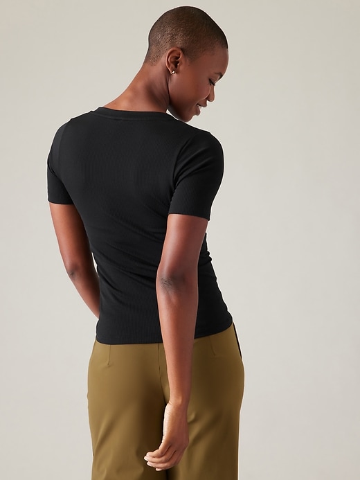 2 of 8 showing, with the color Black of product Renew Seamless V-Neck Tee
