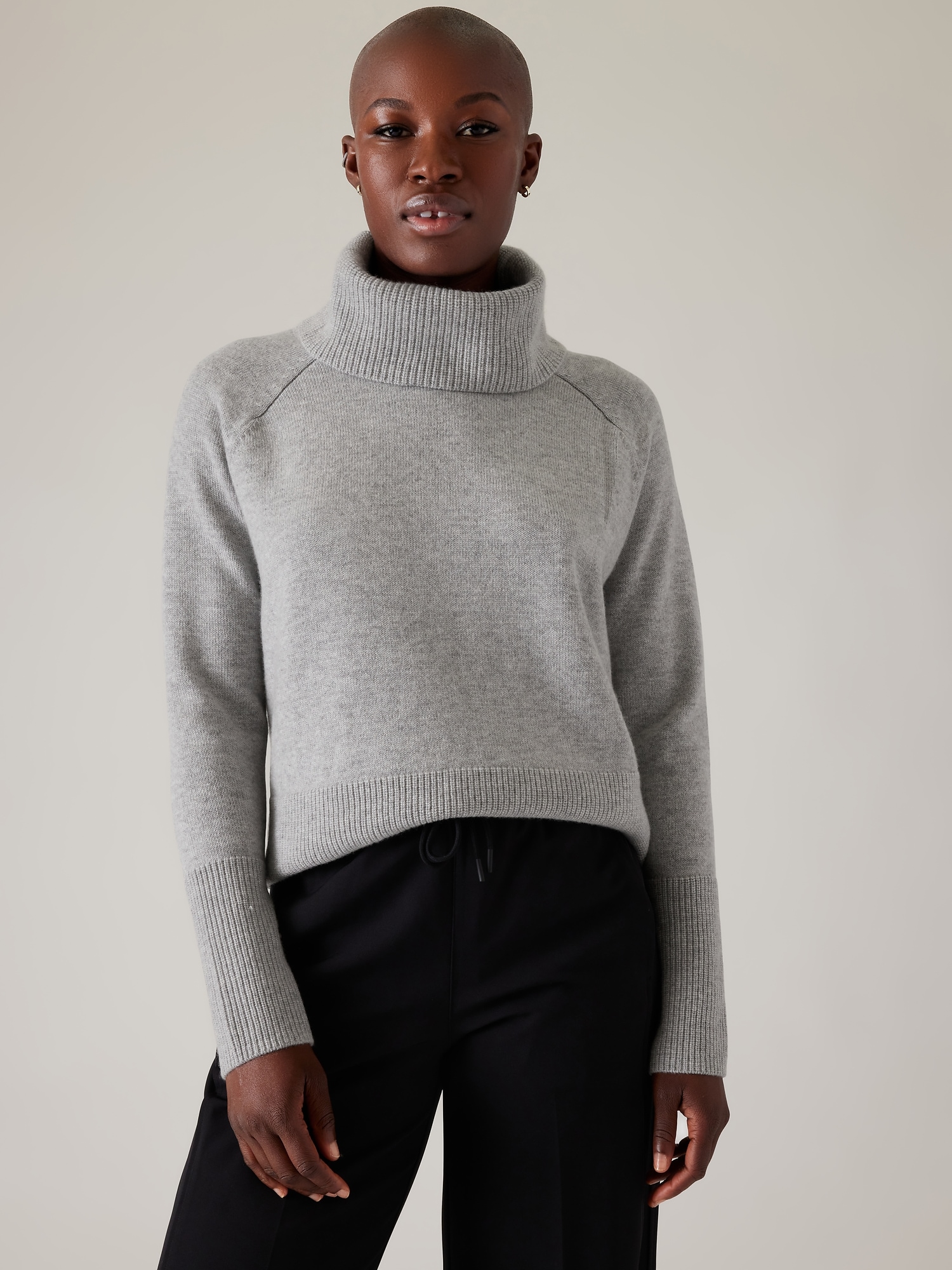 Athleta Women's Alpine Wool-cashmere Turtleneck Sweater In Gray