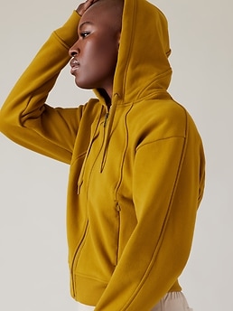 Yellow zip up hot sale hoodie womens