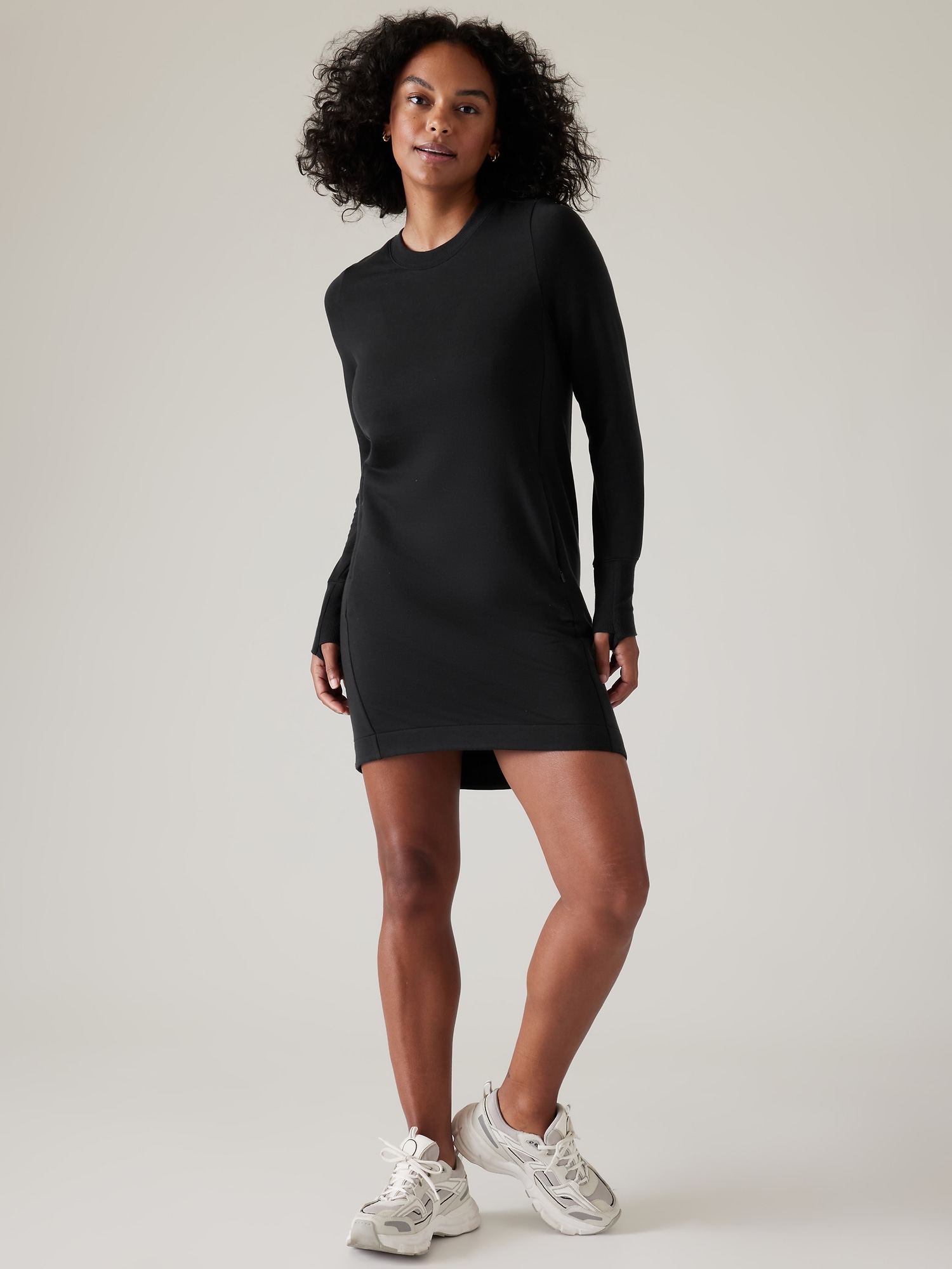 Athleta Coaster Luxe Sweatshirt Dress In Black