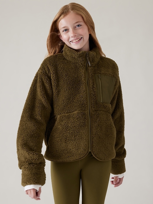 1 of 8 showing, with the color Acacia Olive of product Athleta Girl So Toasty Jacket