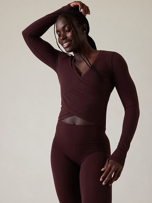 1 of 8 showing, with the color Spiced Cabernet of product Transcend Wrap Top