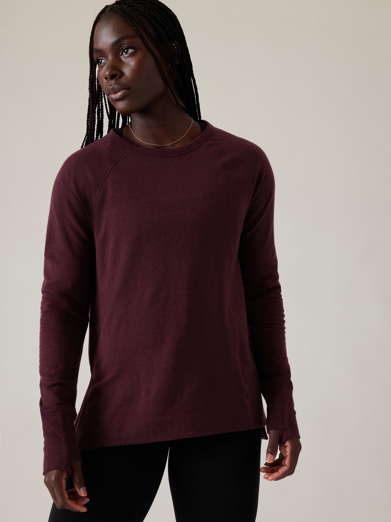 Athleta Coaster Luxe Recover Sweatshirt In Spiced Cabernet Heather