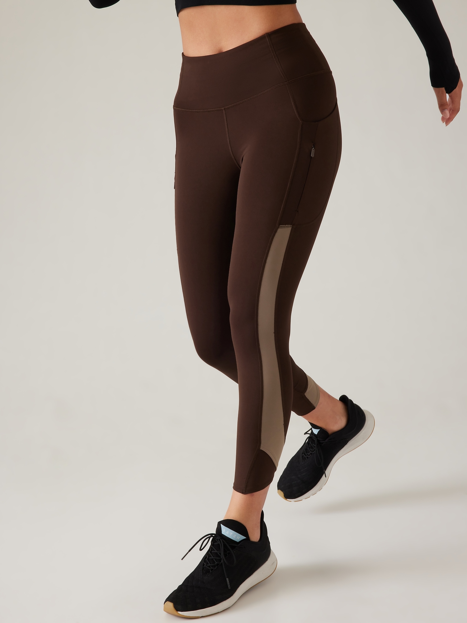 Athleta  Black Sly Drifter Workout Yoga Zip Leggings 243137 XS