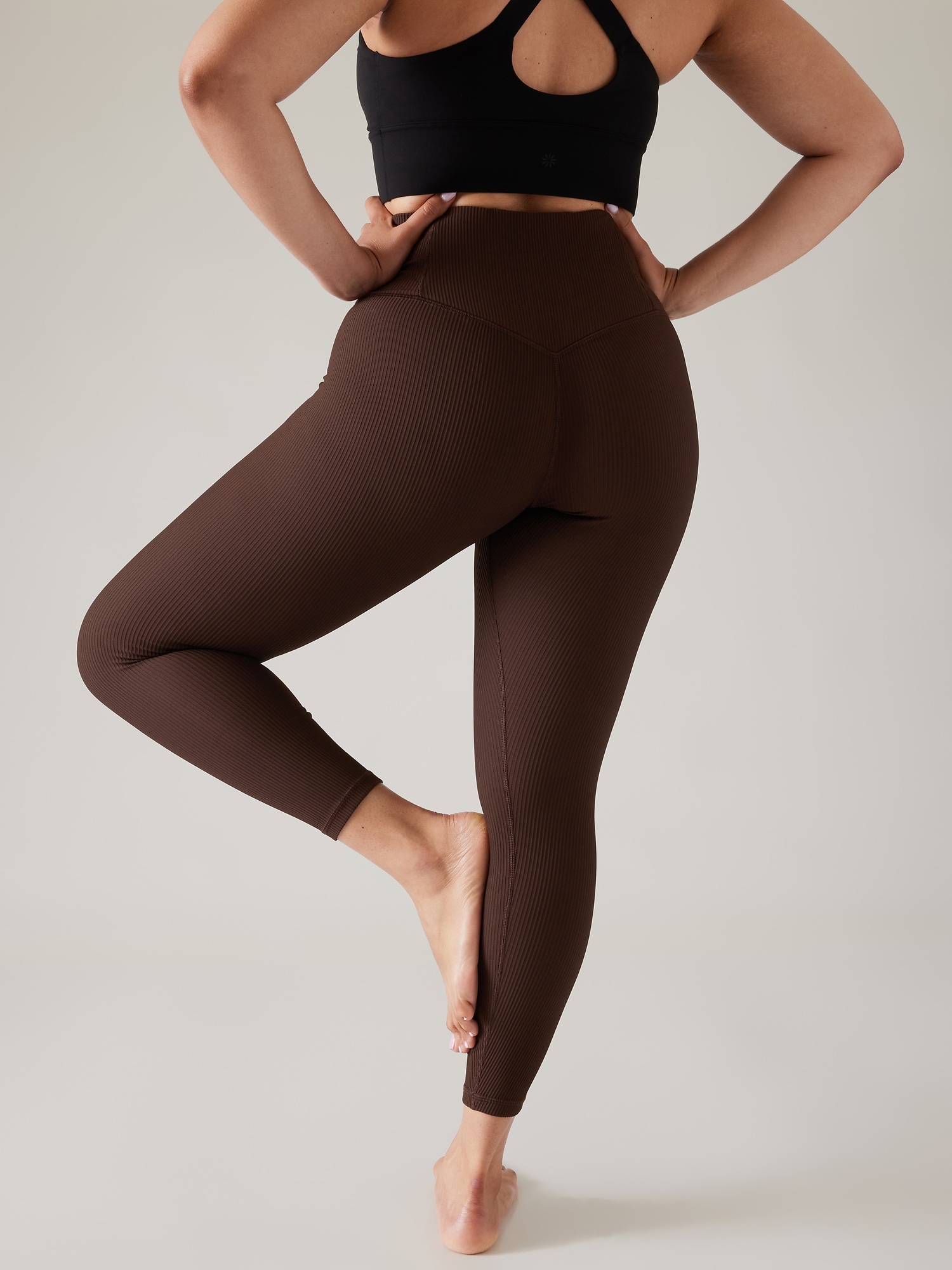 Lululemon - Brown Textured All Day Wear Leggings Nylon Elastane