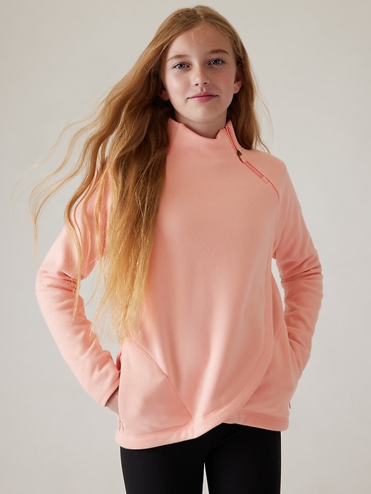 1 of 8 showing, with the color Poppy Pink of product Athleta Girl Cozy Karma Wrap