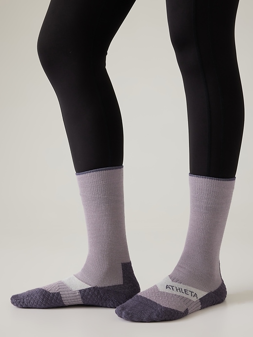 1 of 8 showing, with the color Nightfall Purple of product Athleta Performance Wool Crew Sock