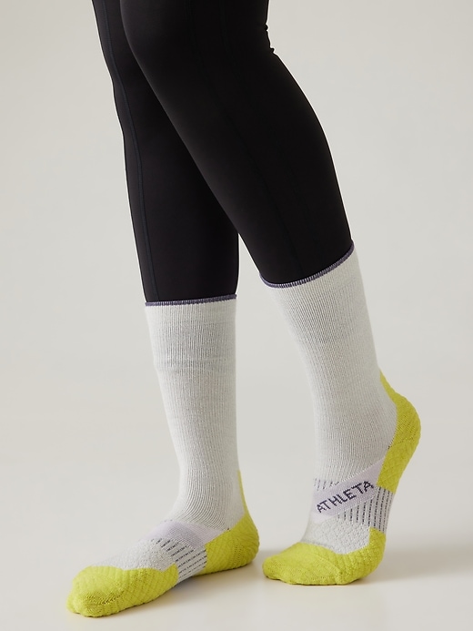 1 of 8 showing, with the color Lemon Lime Green of product Athleta Performance Wool Crew Sock
