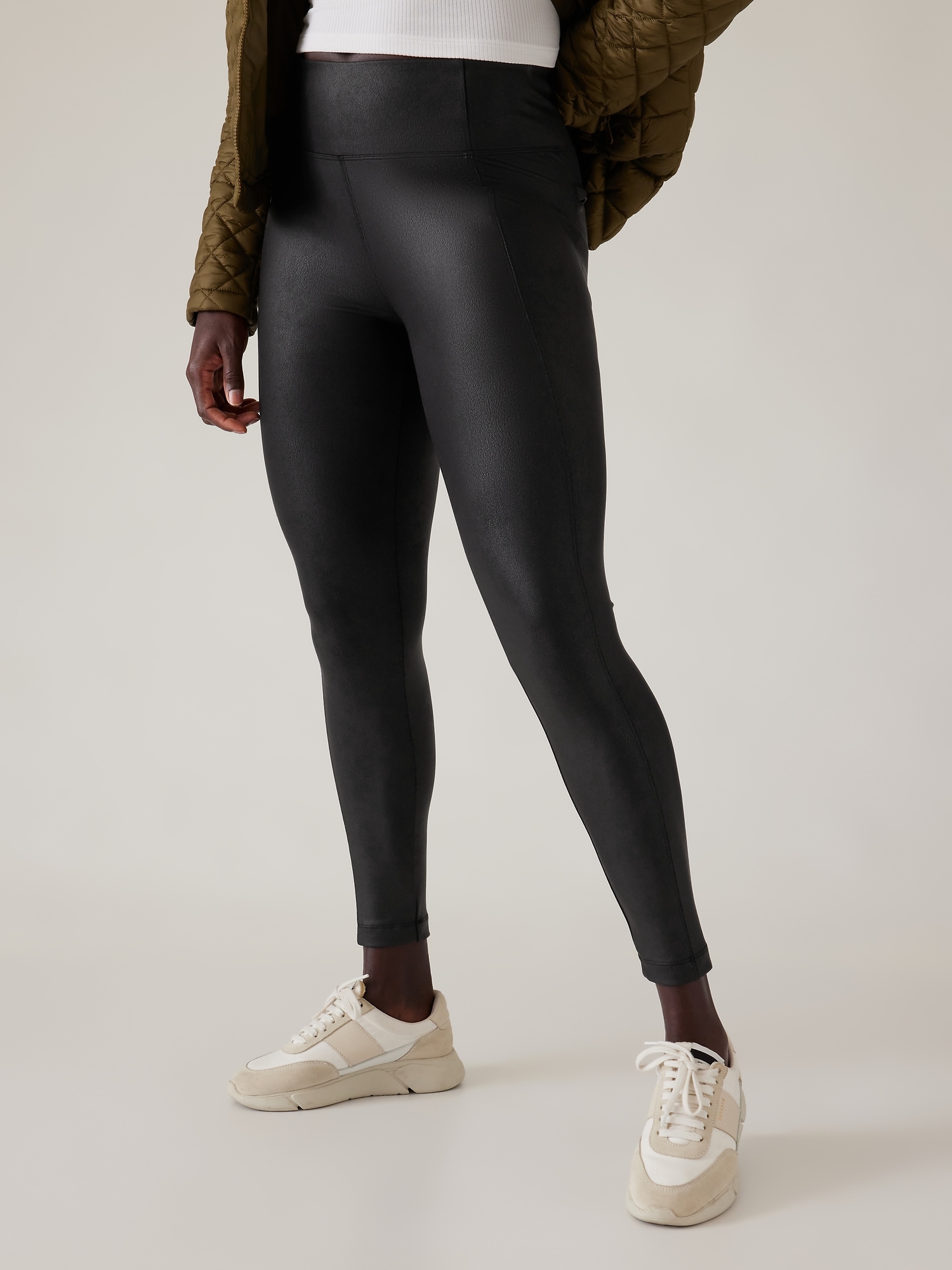 Athleta black & gray Sonar Tight Magnetic workout yoga sporty leggings,  Size M