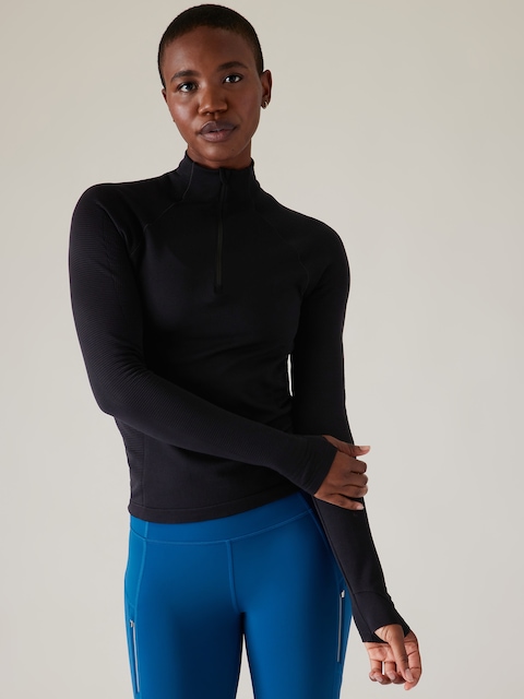 Flurry Half Zip Mock Neck Top