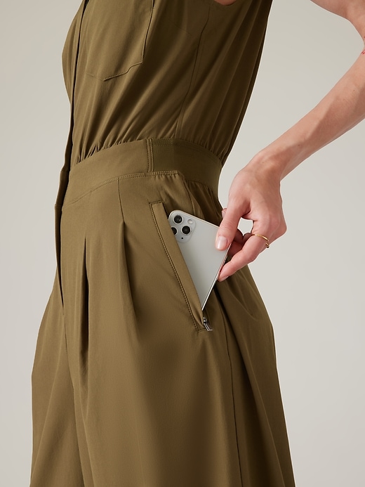 2 of 8 showing, with the color Acacia Olive of product Brooklyn Heights Wide Leg Jumpsuit