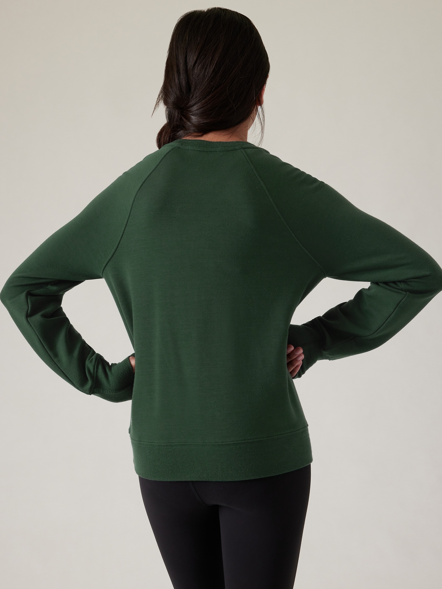 Athleta Girl Sweatshirt Kangaroo Pocket Thumbholes Sage Green Size 12