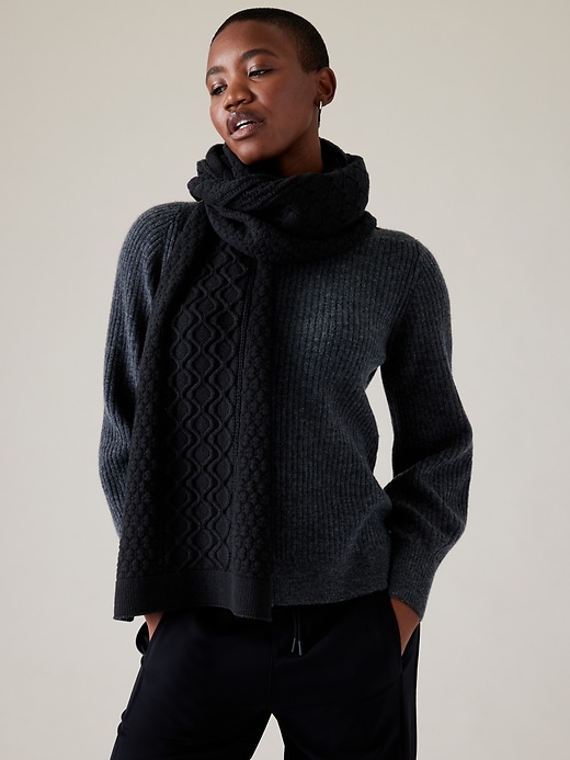 1 of 8 showing, with the color Black of product Cozy Does It Scarf